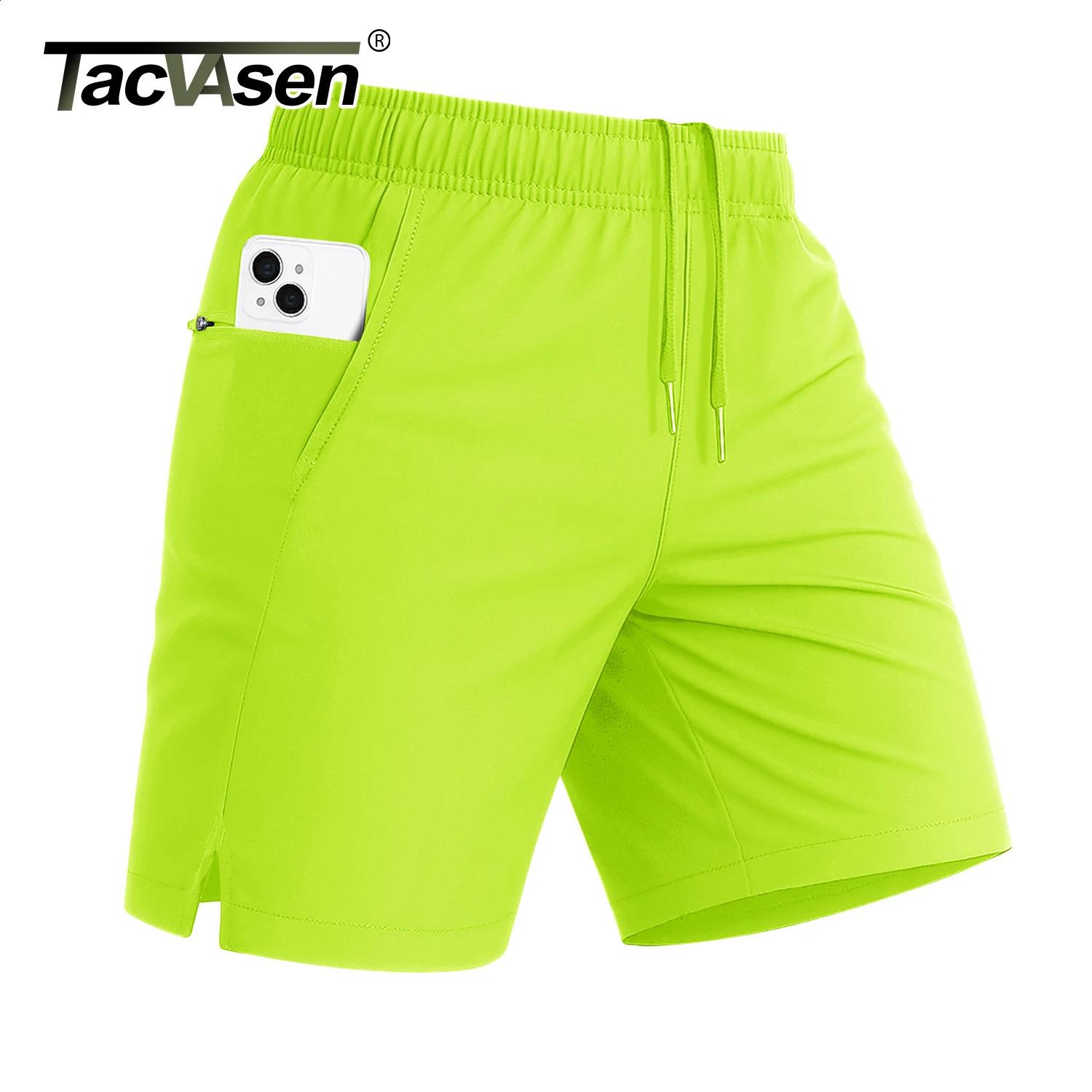 TACVASEN Waterproof Running Shorts with Zipper Pockets Mens Quick Dry Lightweight Workout Shorts Gym Athletic Sport Split Hem 260707BJ