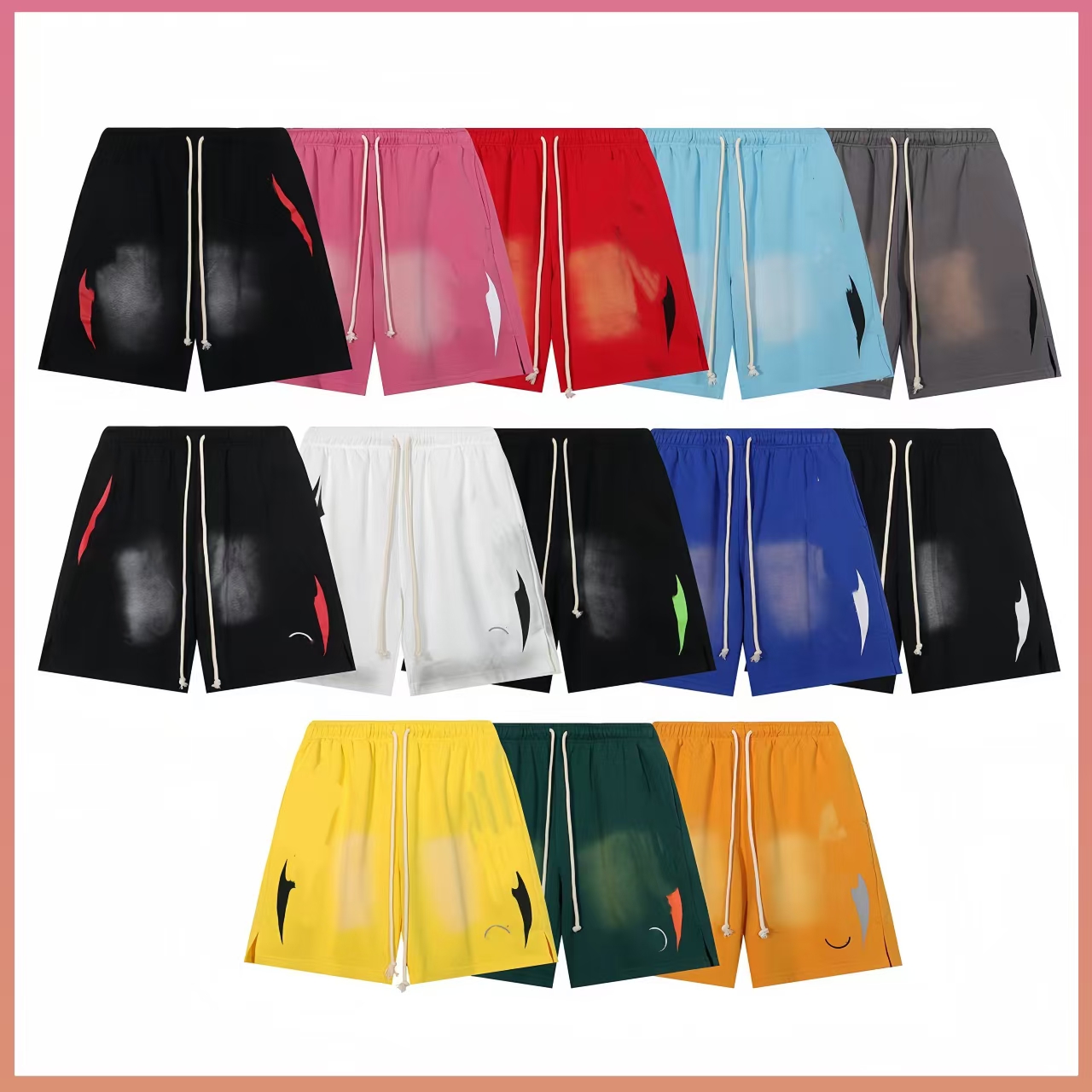 Designer Mens Shorts Letter Graphic Print High Street Vintage Hip Hop Shorts Summer Womens Loose Casual Washed Shorts washed Retro sport Joggers-image-1113775986