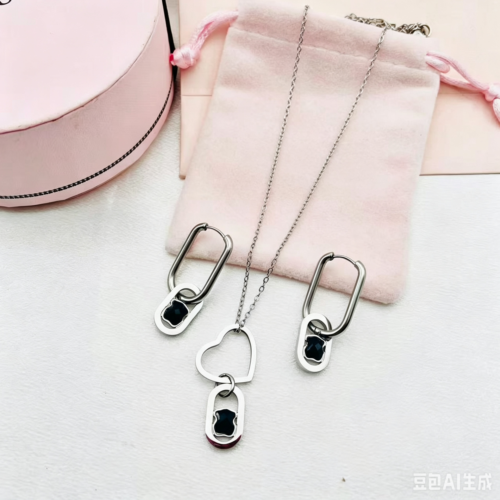 Fashion Women Girls Silver Gold Stainless Steel Span Bear Cartoon Animal Red Green Black Glass Heart Zircon Letter Pendant Earrings Jewelry A Gif-image-1113926914