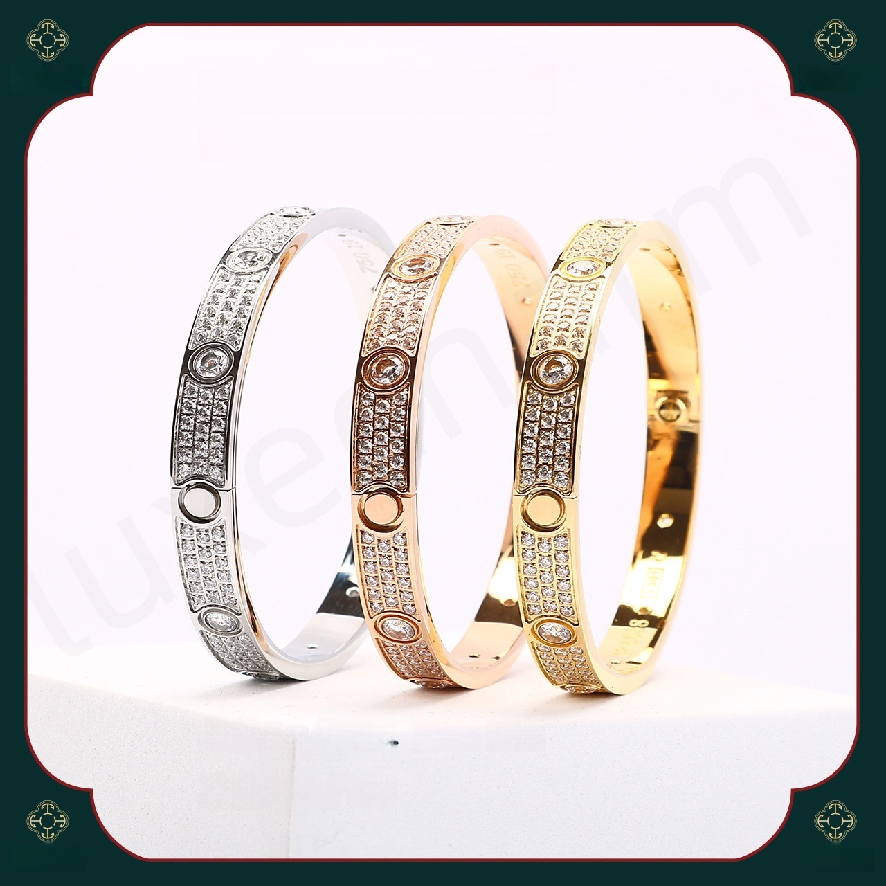 jewlery designer for women Classic Row Diamond Cuff Bracelet Fashion 316L Titanium Steel Designer Men's and Women's Bracelets with box