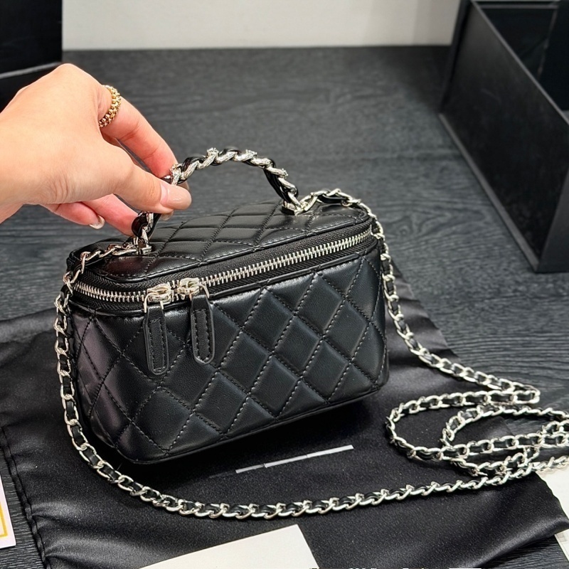 Designer channelesbag Classic Plaid Lattice Flap Totes Ladies Handbag Series Square Purses Genuine Women Leather Bags Purse Double Letter Luxury bag