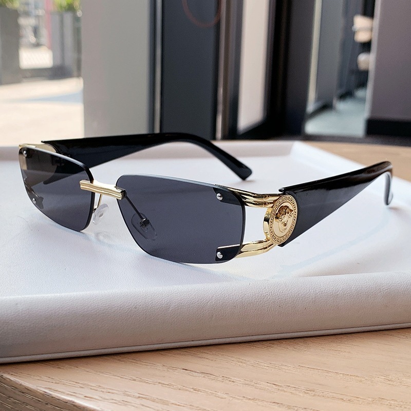 New European And American Style Metal Square Frame Sunglasses For Women, High-End, UV Protection, Sun Protection