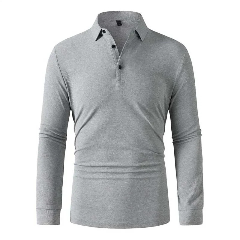 Mens Business Casual Long Sleeved Shirt Solid Color Polo Fashionable Breathable Comfortable Versatile Top 260707BJ