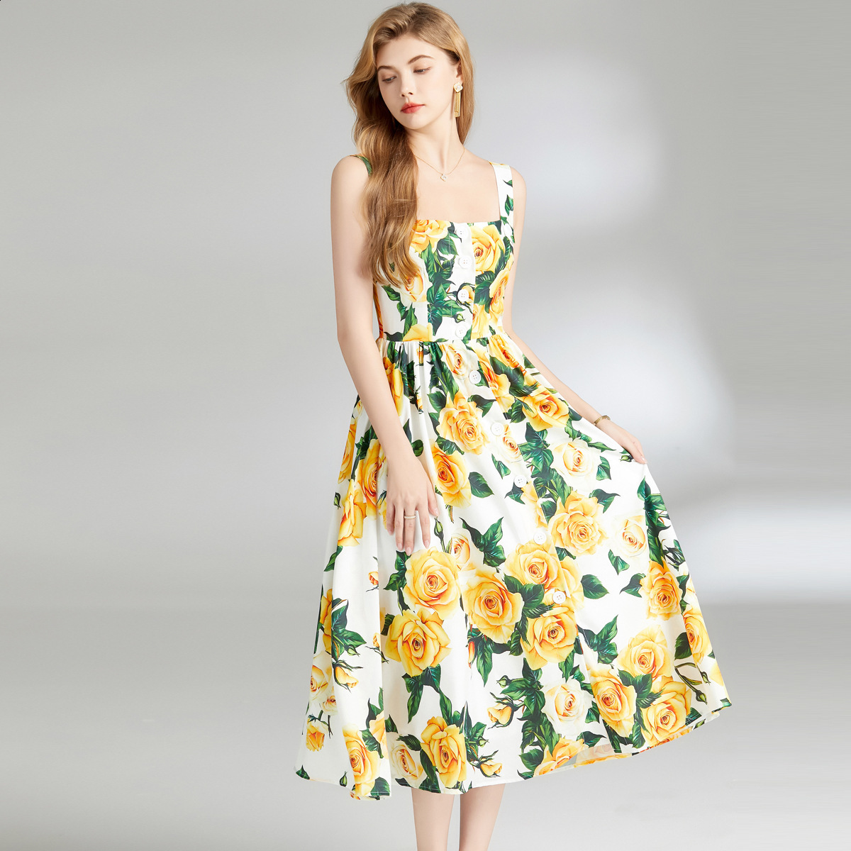 Robe de soirée imprimée à fleurs pour femmes, dos nu, mi-longue, style Boho, été, 240810