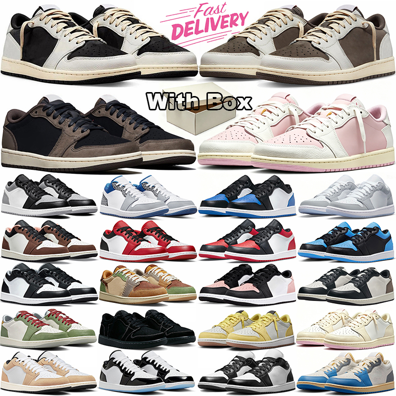 with box free shipping1 low basketball shoes mens trainers Reverse Mocha Black Phantom Military Blue Fragment 1s lows outdoor sports sneakers fashio