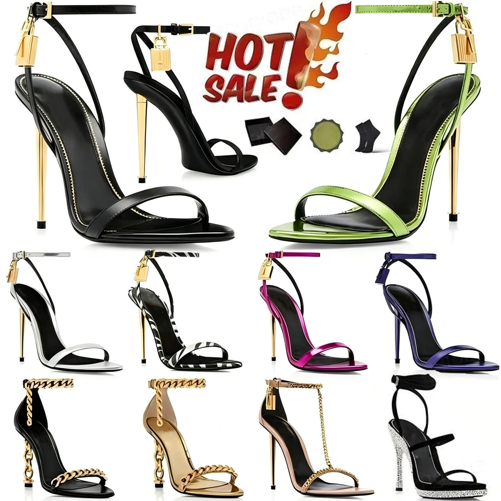 designer High Heel Leather Sandal Summer Elegant Brand Women Padlock Pointy Naked Hardware Lock Slingbacks Luxury Pop Gold plated Nude Black Bule Pa
