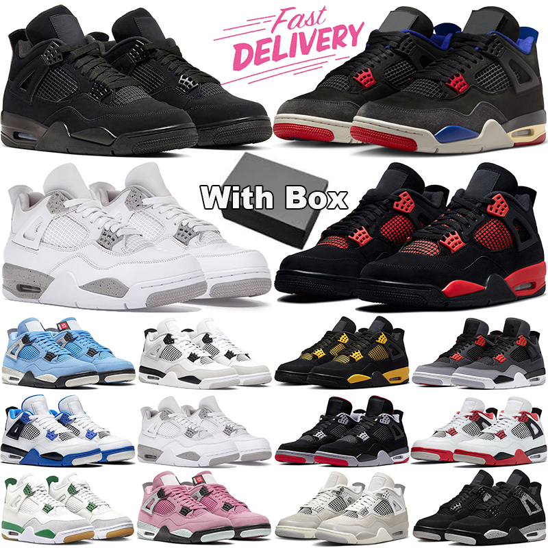 with box free shipping 4 basketball shoes 4s designer sneakers for mens trainers Military Black Cat Red Thunder Bred White Oreo womens men outdoor s