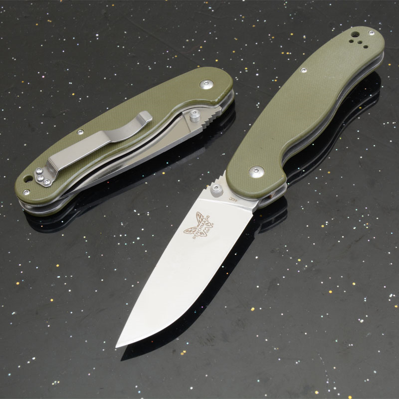 High Quality G2677 Folding Knife AUS-8A Satin Drop Point Blade Green G10 Handle Outdoor Camping Hiking EDC Pocket Knives