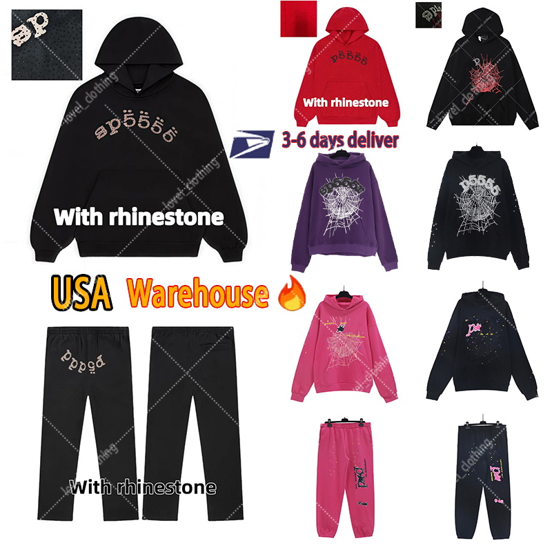 Spider Hoodie Pink Mens Womens Designer Sweatshirts Hoody Sweatpants Tracksuit Cobweb Web Print Pullover Pants Suit Hip Hop Streetwear High Quality