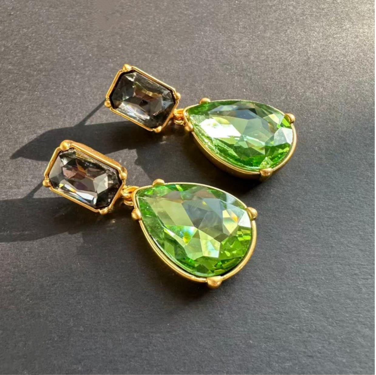New designed Oscar de la Renta Full diamonds colored droplet shaped ear clip Earrings WOMEN EAR HOOPS Designer Jewelry OSCAR90888