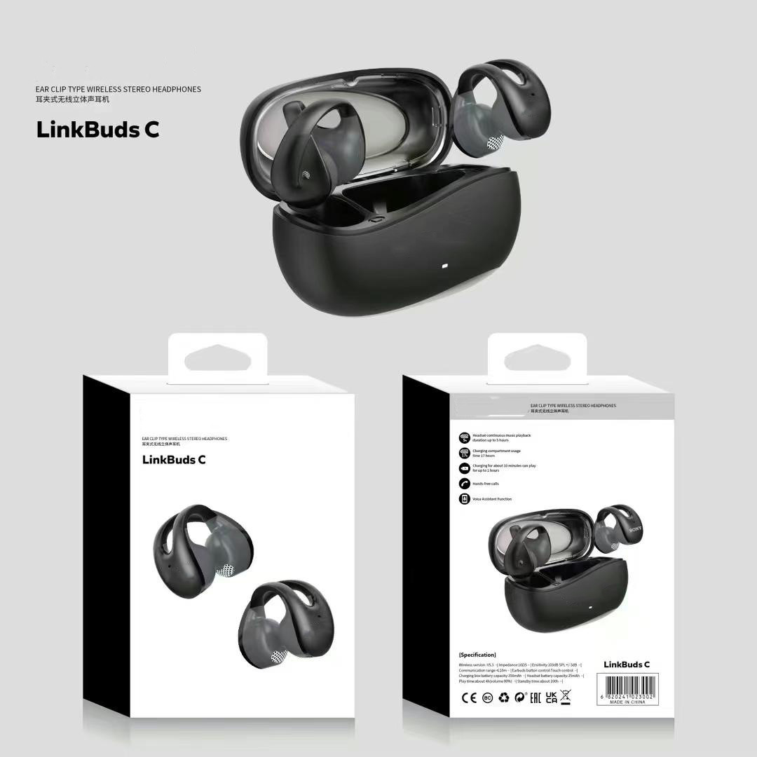 LinkBuds Écouteurs Bluetooth sans fil à conduction osseuse de style clip, véritablement sans fil pour le sport et la course