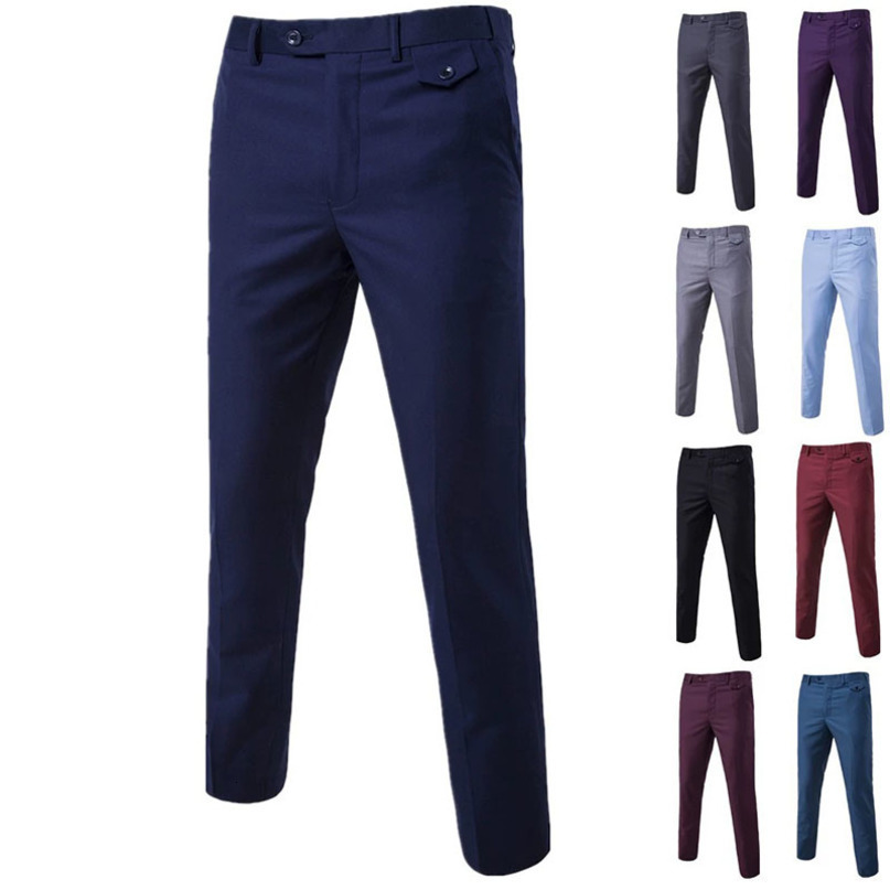 2026 summer Mens Suit Pants Quality Business Casual Formal Man Versatile Black Gray Wine Red Elastic Straight Long 260707BJ