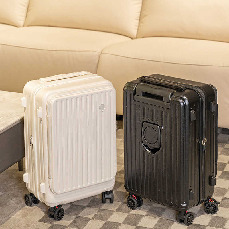 Side-opening expandable three-piece travel suitcase 26-inch password luggage 20-inch carry-on suitcase for men and women H260708-image-1076034150