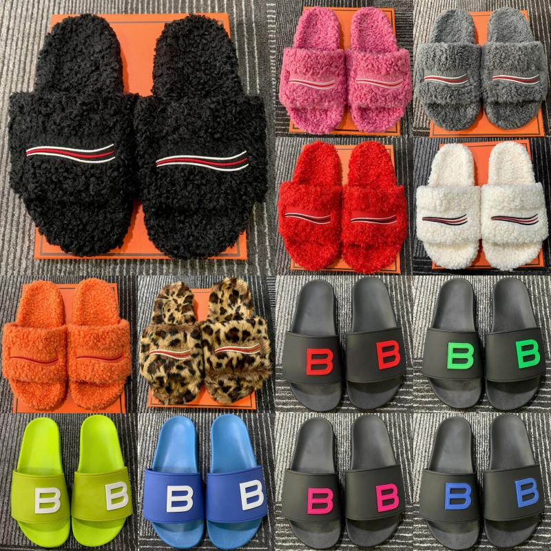 balenciaga fur slides slippers Livraison gratuite, chaussures de paresseux et sandales de luxe, confortables, Paris, doublure moelleuse, flip-flo