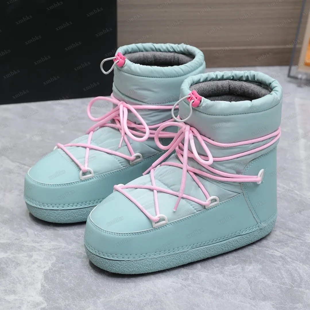 Winter moonBoot Luxury Designer Lady Red Black Fur Quilted Lace Up Snow Outdoor Sport Footwear Quality Comfort Modern Stylish Trendy Fashion Street