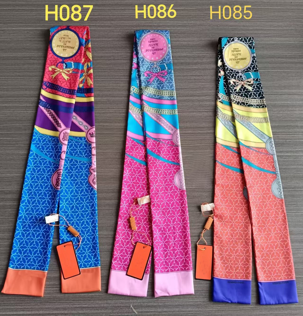 Newest Designer 2PCS Fashion Women Headscarf H print Classic Letter pattern Silk Scarf Long Handle Bag Soft Feel Length 8*120cm 8*