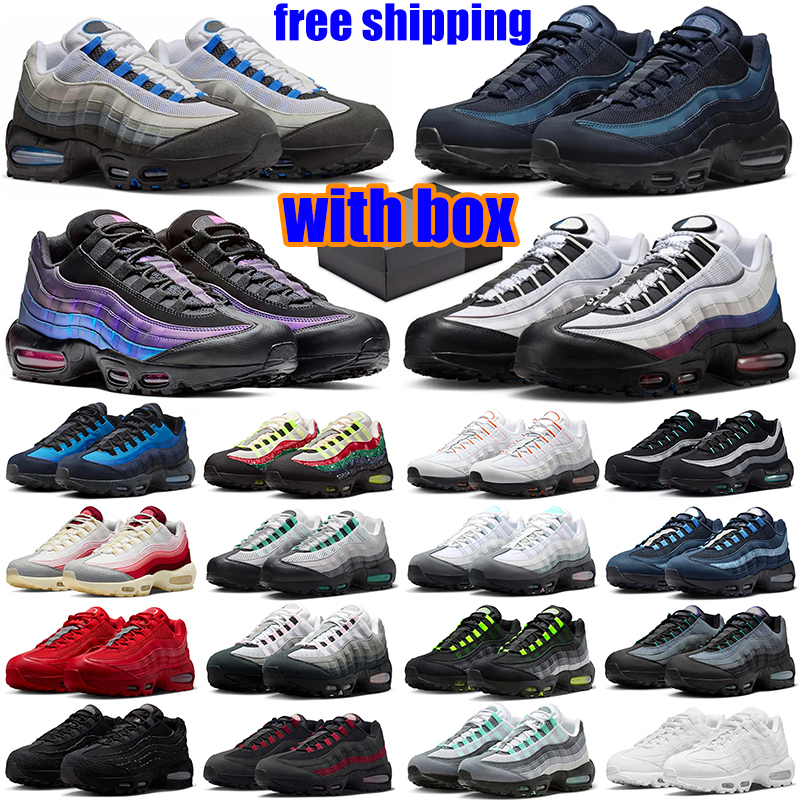 Free shipping 95s with box designer 95 running shoes for men women versatile triple black white pink navy blue sneakers comfortable mens womens s