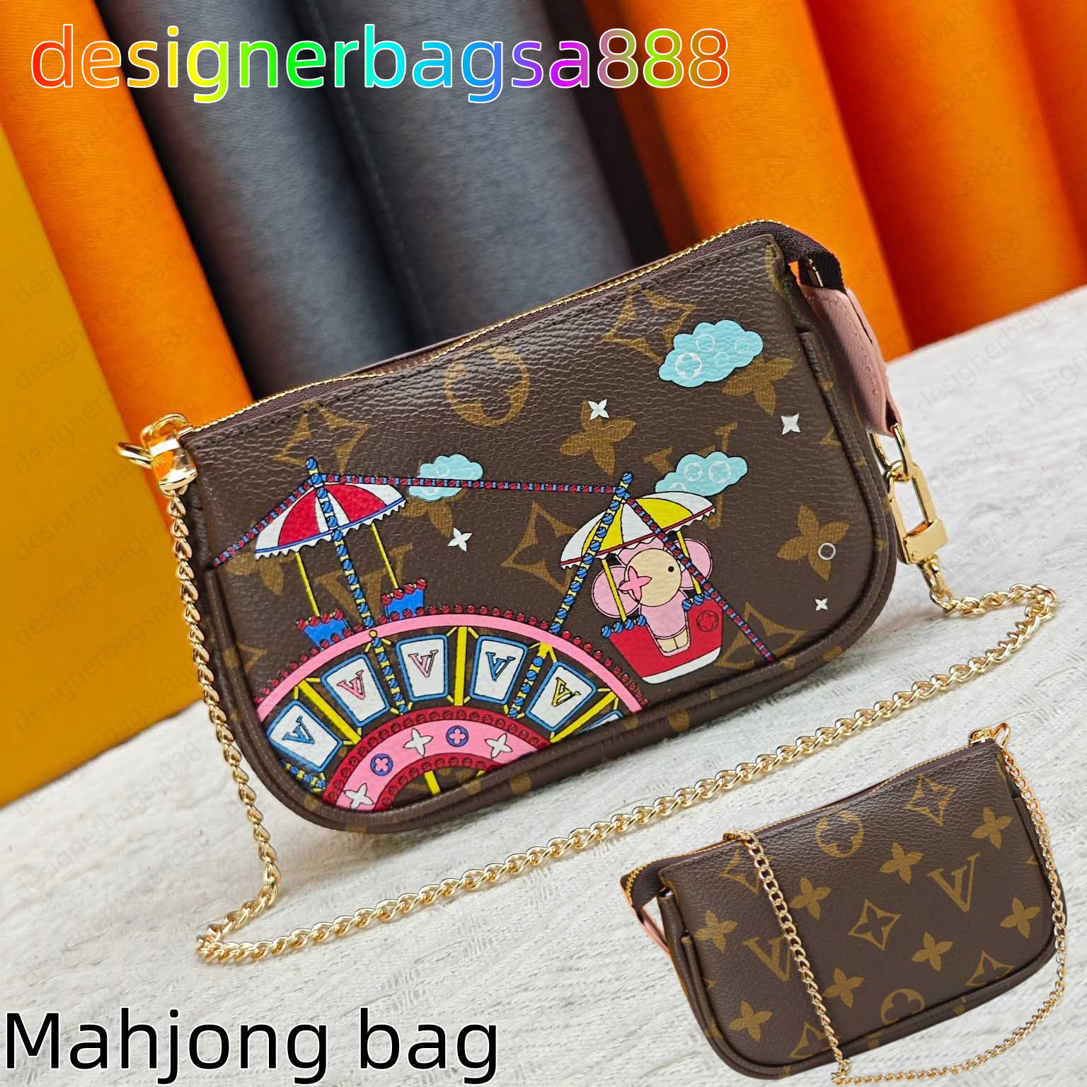 Mahjong bag Designer Womens Handbag Luxury Shoulder Bag Flower Canvas Wallet Leather Purse Crossbody Clutch Tote card holder luxury purse Crossbody