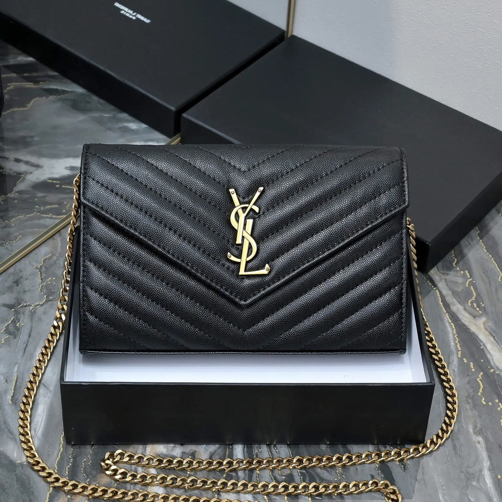 1:1 yslcross body Designer Bag Luxury CASSANDER Caviar Envelope Shoulder bag Fashion Understated Elegance Handbags Shoulder Bags Metal chain bag-image-944146906