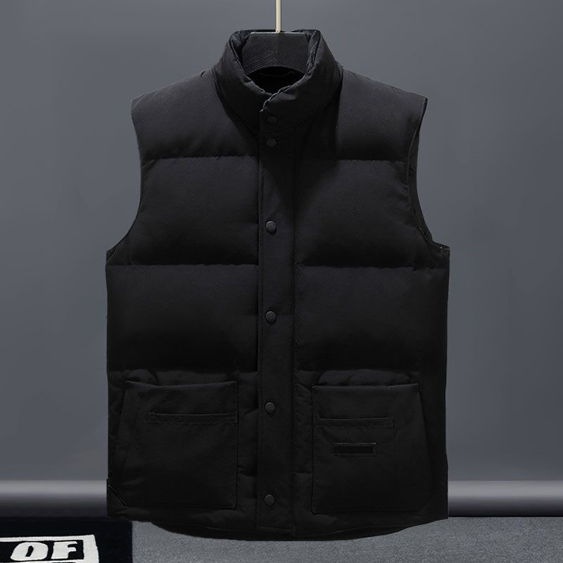 Designer Gilet Solid Black Stand Collar Snap Button Puffer Vest Grid Quilted Windproof Waistcoat For Autumn Winter Hiking Camping Layering 939