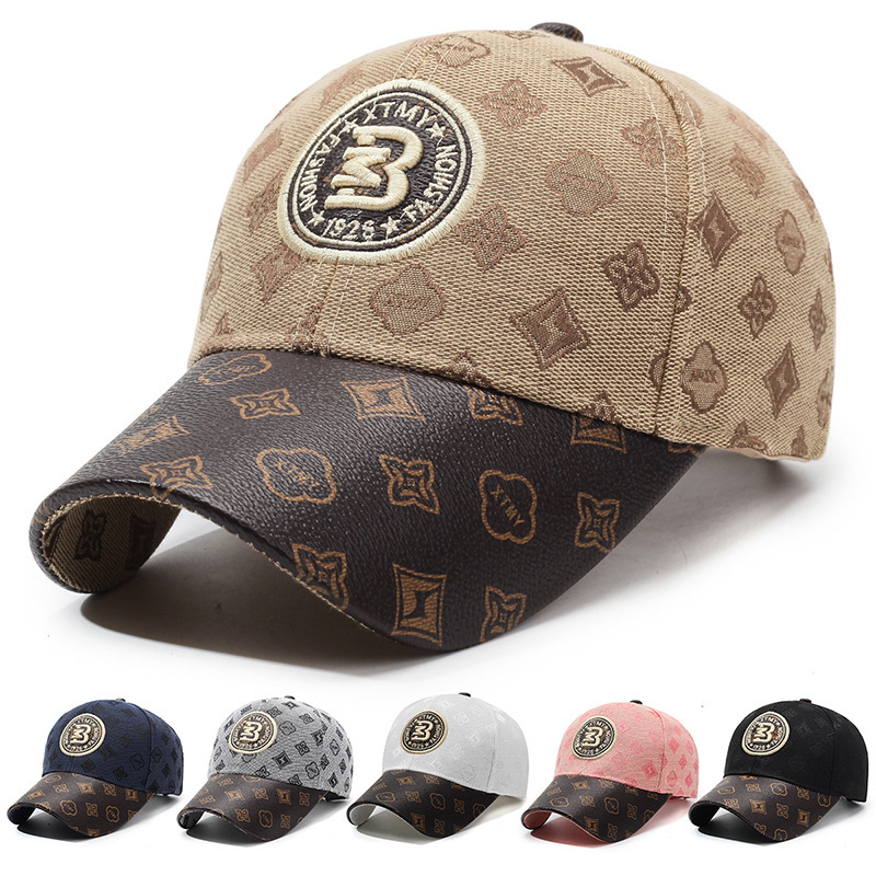 Luxury Brand Designer Sunglasses Luxury Jacquard Pattern Baseball Hat Men Women Retro Embroidery Badge Decor PU Contrast Brim Adjustable Snapback Ca