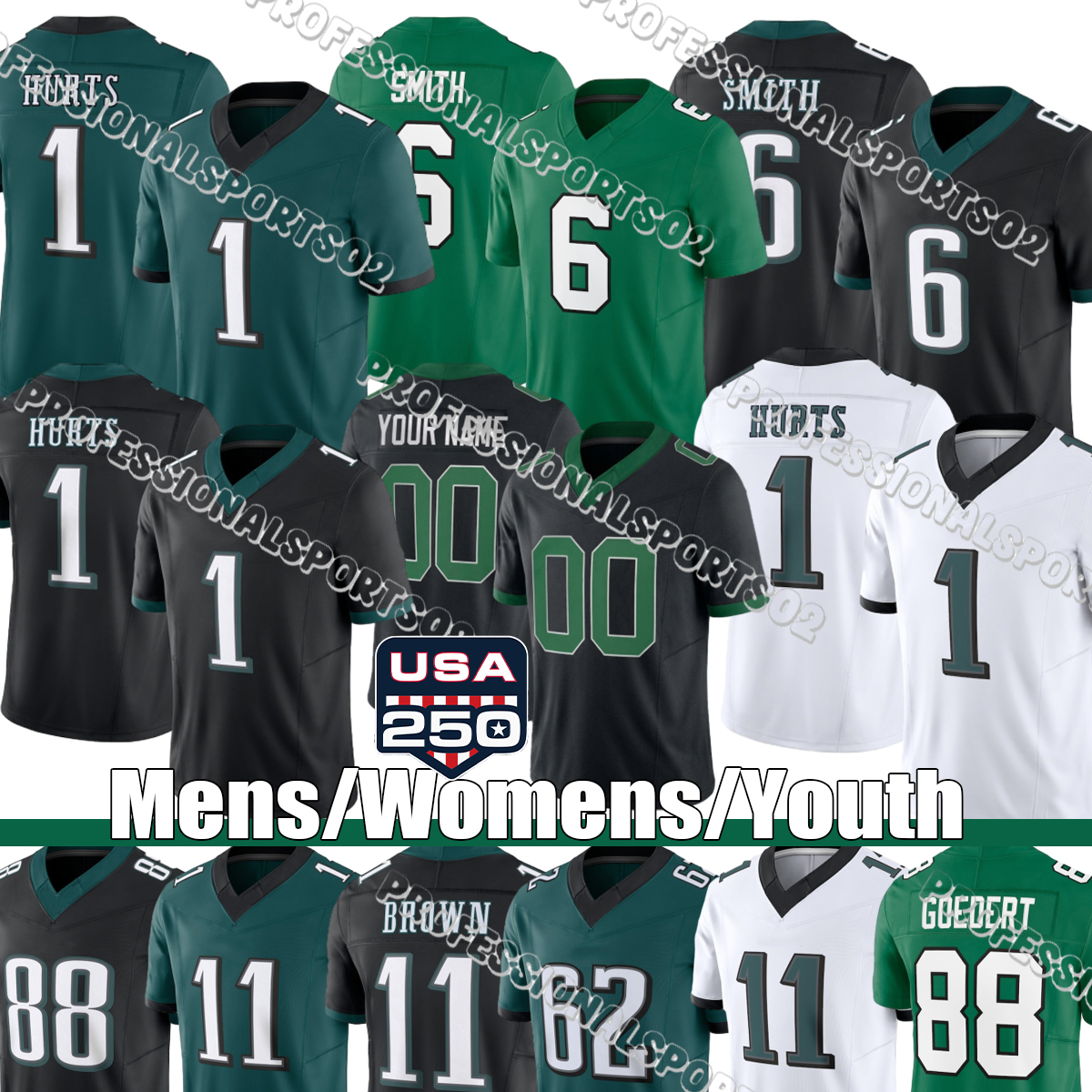 Philadelphiascity eagleses jersey Jalen Hurts Saquon Barkley Brown Jason Kelce DeVonta Smith Brandon Graham Jalen Dawkins Quinyon Mitchell Footba-image-915552699