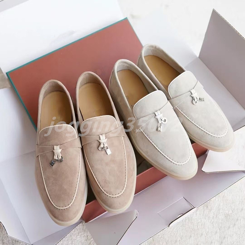 Mocassins Italie Chaussures de créateurs Chaussures habillées Walk Charms Daim Chaussures décontractées Hommes Femmes Daim Couple Chaussure Vérit