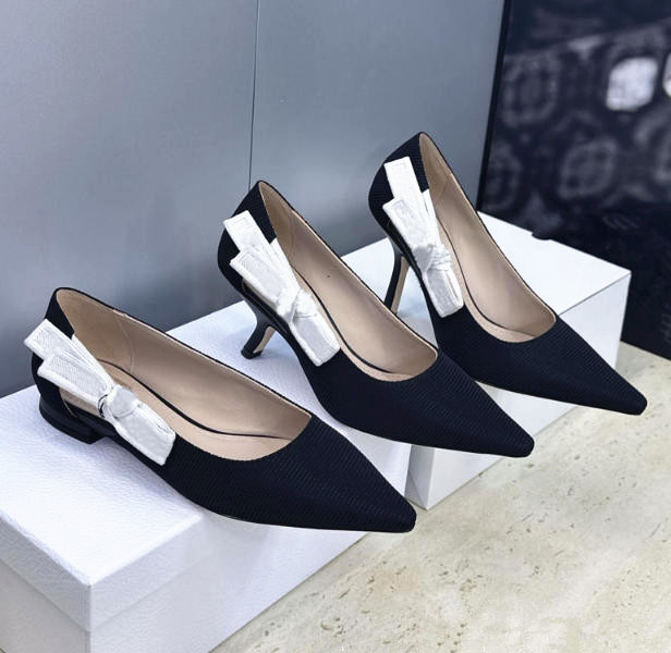 Designer women High heels shoes Ballet shoes Side Ribbon Bowtie Female Classic Banquet vacation leisure Sexy slingback Black beige Kitten Heels shoe