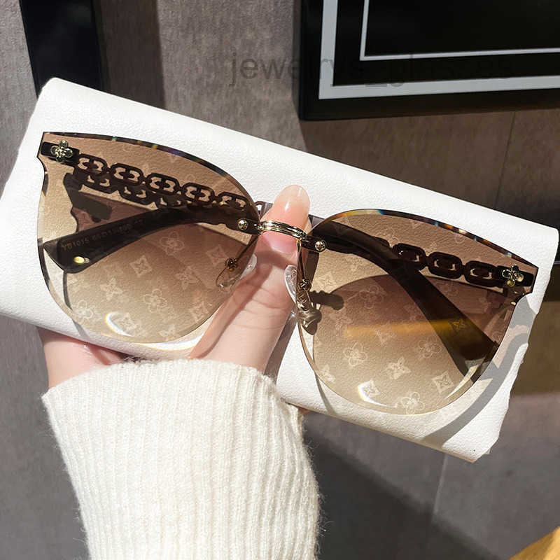Luxury Brand Designer Sunglasses 2026 New Frameless Cut-Edge Lens Fully Printed High-End Sunglasses For Women Little Red Book Style Light Luxury Sun