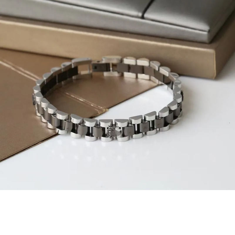 Luxury original designer 20cm 10mm metal watch band chain bracelet bangle 316L stainless steel silver gold rose man woman jewelry boy girl