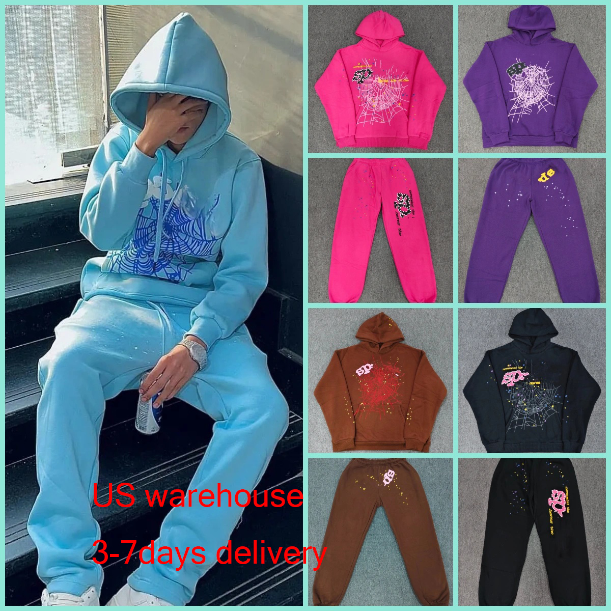 Designer Spider Hoodie Mens Hoodies web hoodies Sweatshirt spider hoodie pants pullover hoodie Sports womens Foam Letter Printing rhinestone studded
