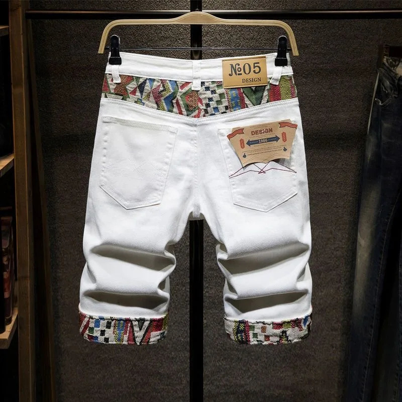 Summer Fashion Trend Ripped Straight Tube Printed Denim Shorts Mens Casual Loose Comfortable Sports High Quality Pants 260630BANJIA