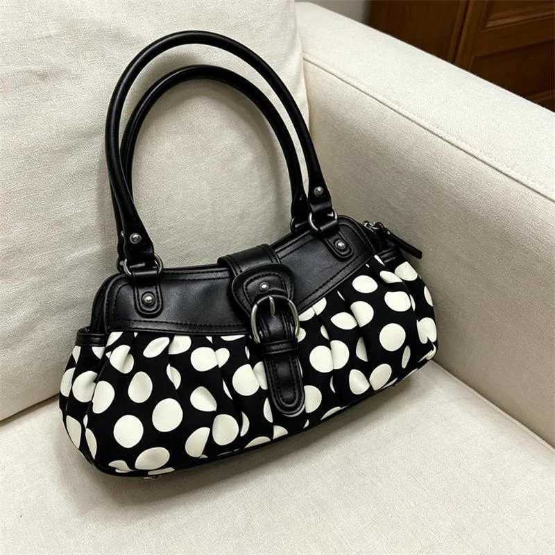 Stylis Womens Belt Designer Design Soulder Bag Y2k Polka Dot Motorcycle Underarm Bag Nice Pawork Design andbag J260708 M260805
