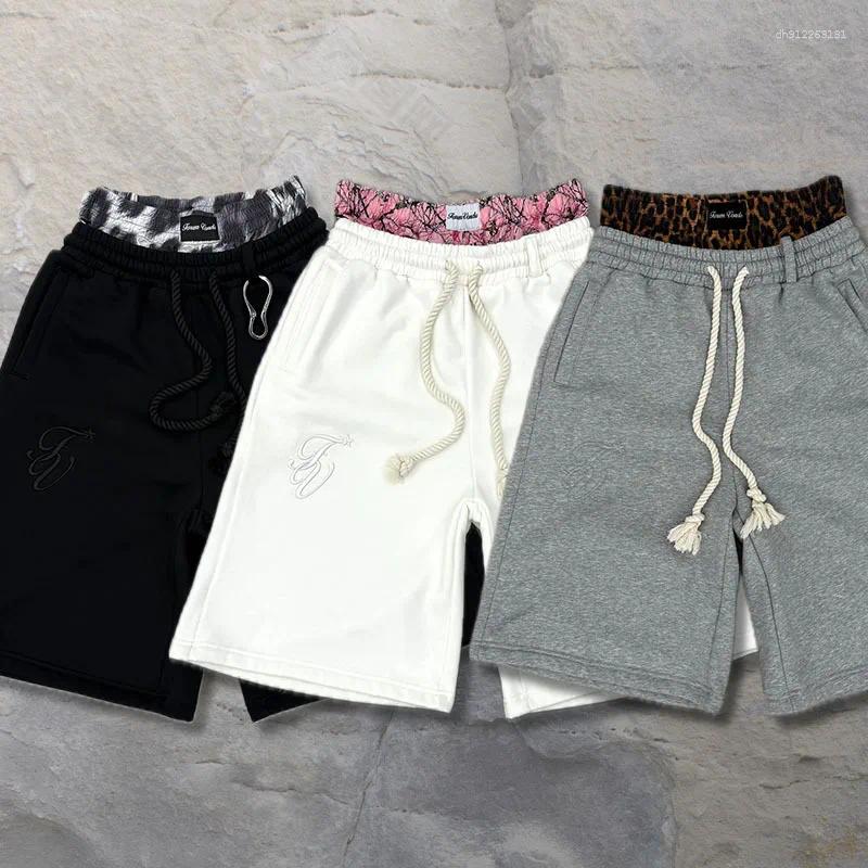 Men's Shorts Paragraph Men Women Double Waistband Sweat Leopard Print Waist Letter Embroidery Streetwear Casual