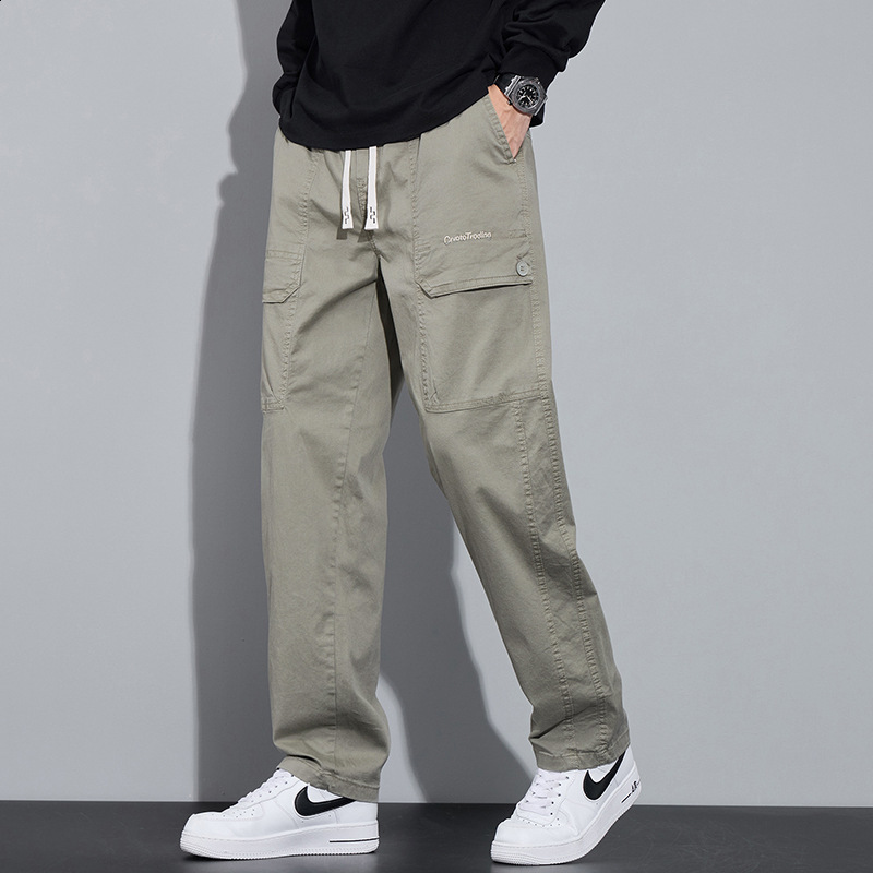 Mens Solid Pants With Multi Pockets Comfy Casual Street Style Trousers For Mens Outdoor Activities Mens Clothings 240820