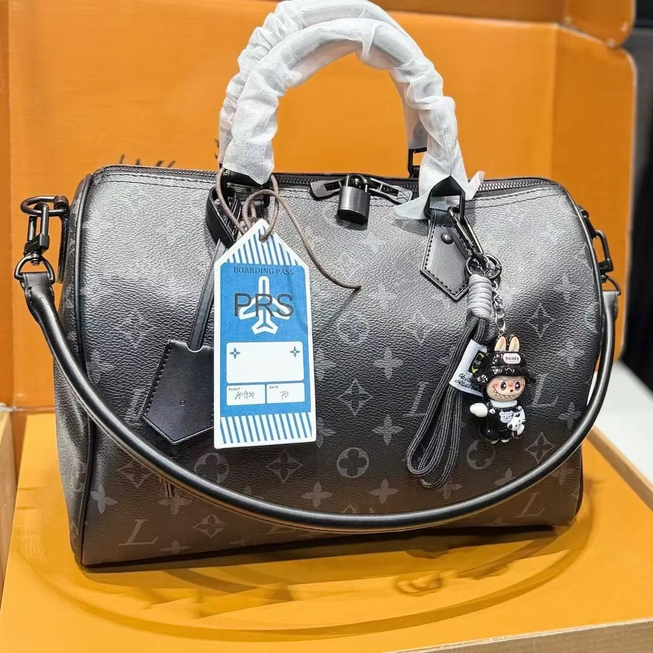 Monogram Boston-tas voor heren Dames Luxe handtas met bovenhandvat Afneembare riem Crossbody-portemonnee Reisweekendtas met grote capaciteit 30 cm
