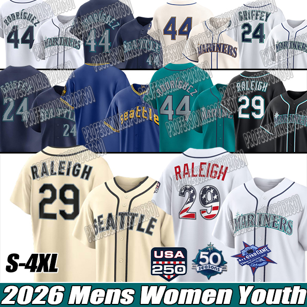 29 Cal Raleigh Mariners 24 Ken Griffey Jr. Jersey 44 Julio Rodriguez Baseball Jerseys Seattles 36 Logan Gilbert Suzuki Ichiro Mariners 2026 50th-image-939900214