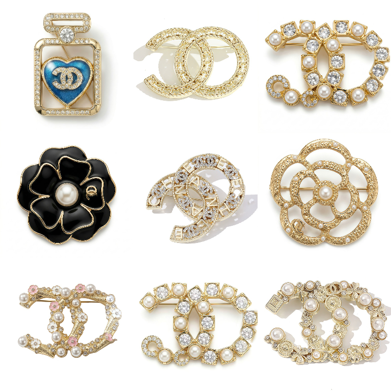 20Styles Designer Broche Letter Brooch Gold Silver Fashion Women Semicircle Pearl Crystal Rhinestone Clothing Suit Pin Jewelry Accessories Gifts Who