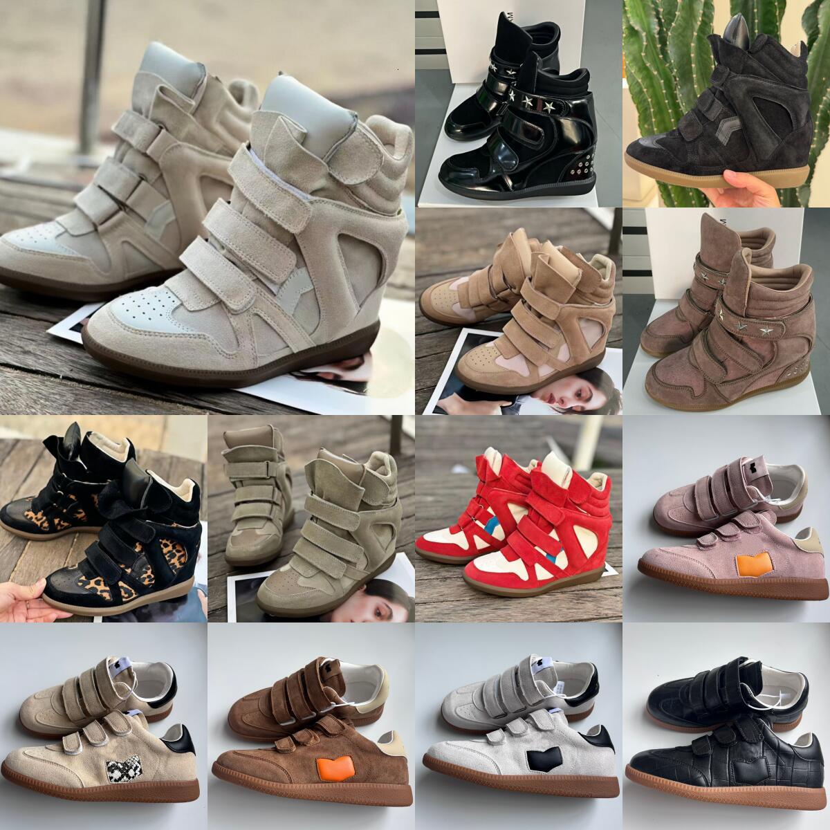 Designer High Quality bekett Hot Sale Black Genuine Leather Leather-trimmed Suede Wedge Sneakers Fashion Show Paris New Shoes Y2k Fashion Boots Unis