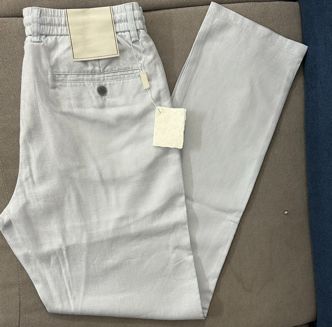 Linnen enkeljoggers voor heren - Casual joggingbroek voor buiten met zakken, verstelbare tailleband
