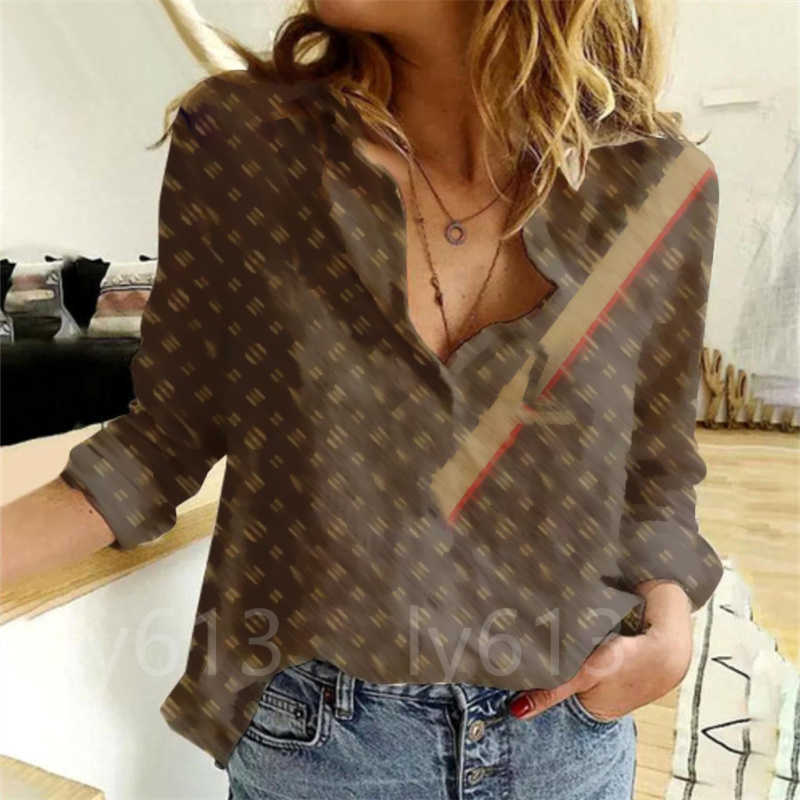 Womens Designer Blouses Fashion Long Sleeve Printed Lapel Shirt Print Tops for Female Plus Size luxury clothing S-5XL