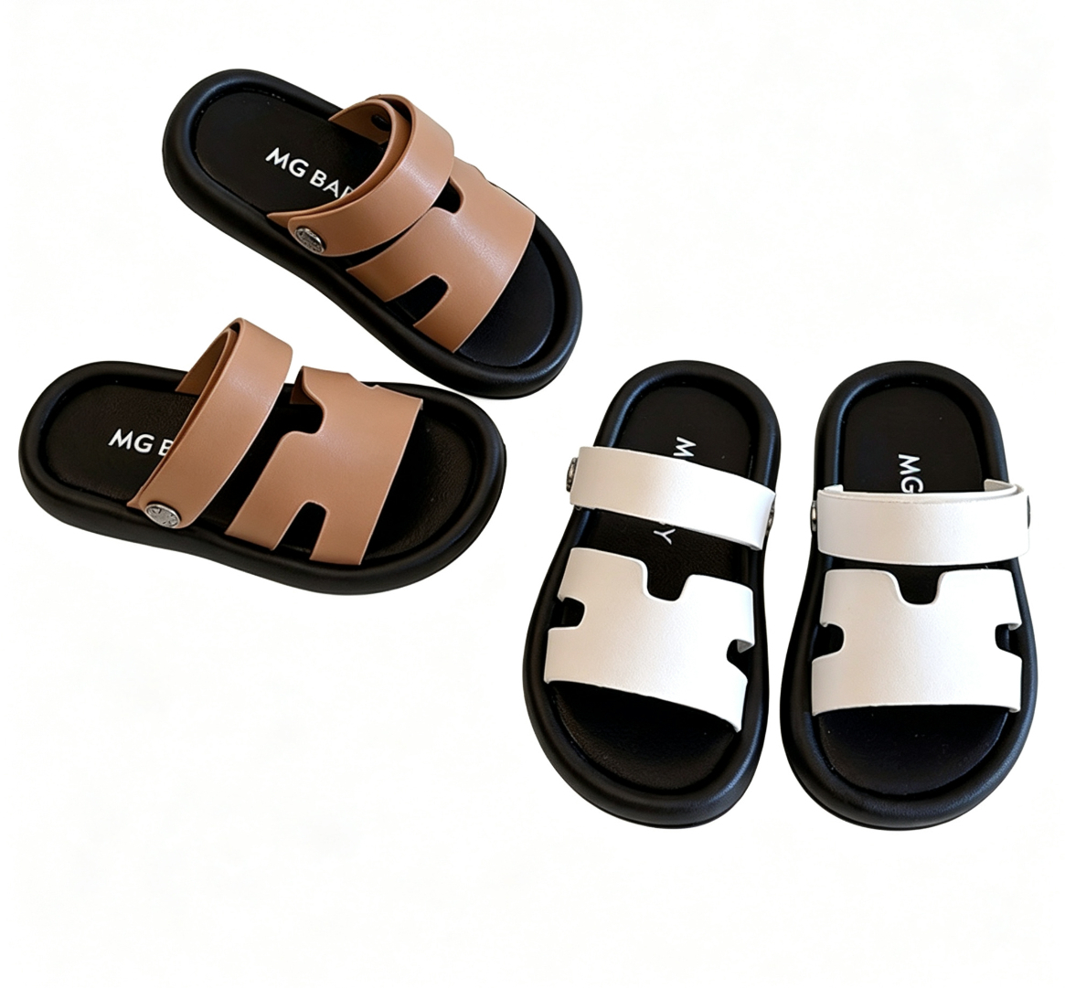 Umshop Sandales de plage à bout ouvert pour garçons et filles, pantoufles souples et décontractées, chaussures d'été antidérapantes, taille 21 à