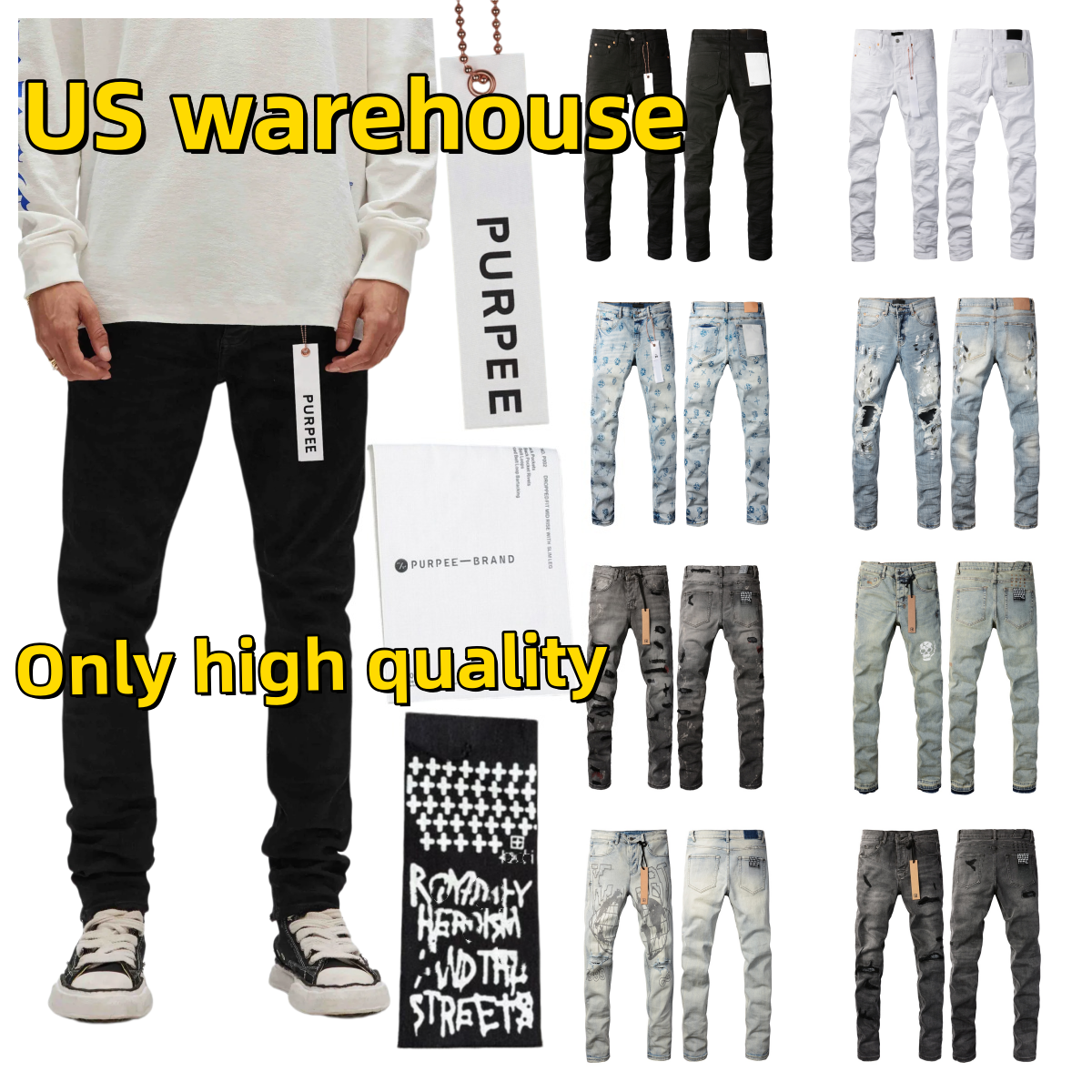 Correct version 1:1 high quality 2026 10S purple jean purple jeans men Mens jeans denim jean jeans for mens designer rock revival jeans men denim-image-987088785