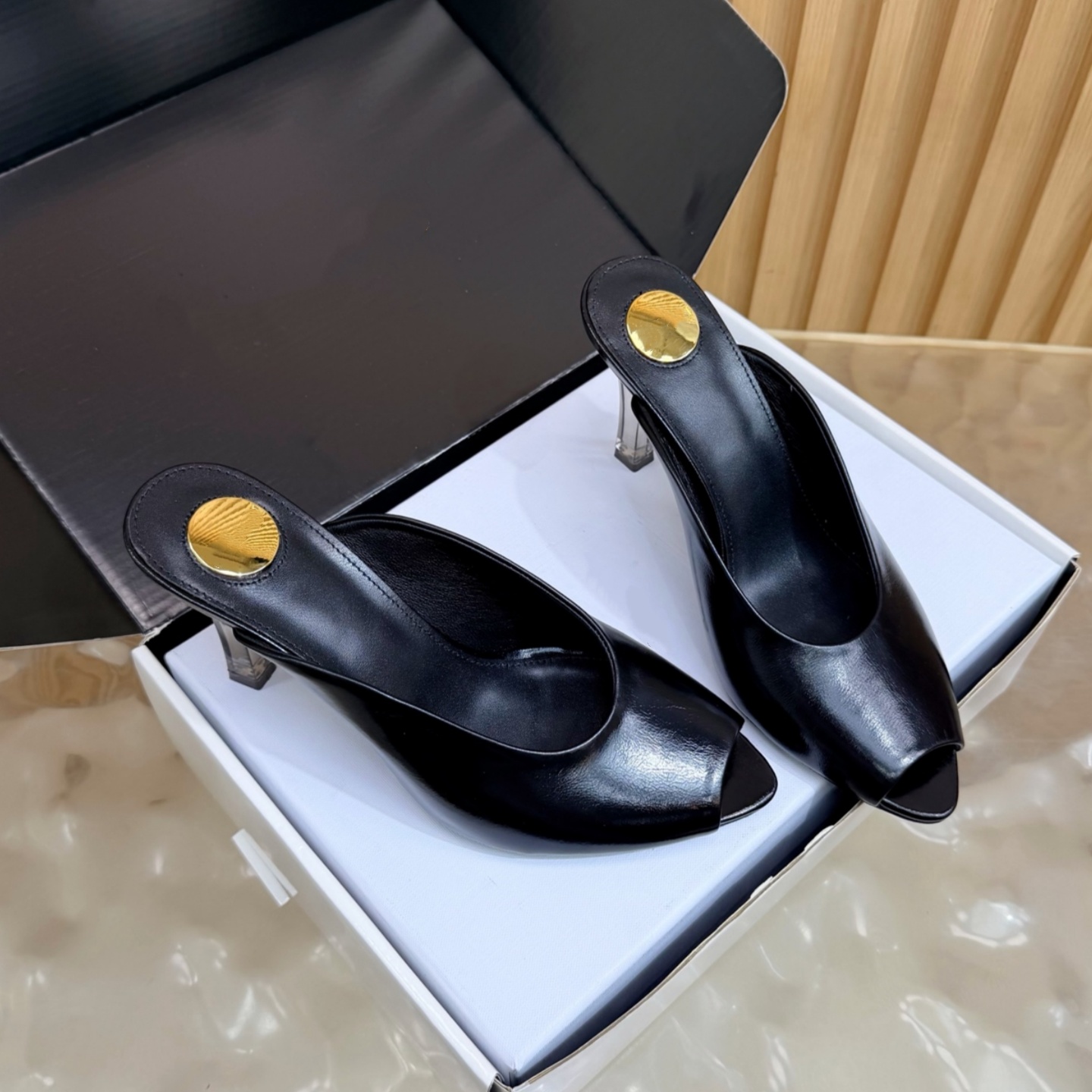 Mirror quality pvc jelly Sandal 10a Designer slipper Woman sabrina mule heel Luxury stiletto kitten heel transparent Sandale Casual wed dress Beach