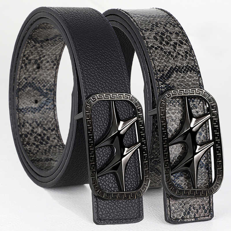 High Quality Unisex Belt Star Buckle Reversible Design PU Leather Street Punk Style For Jeans Casual Accessory D260709