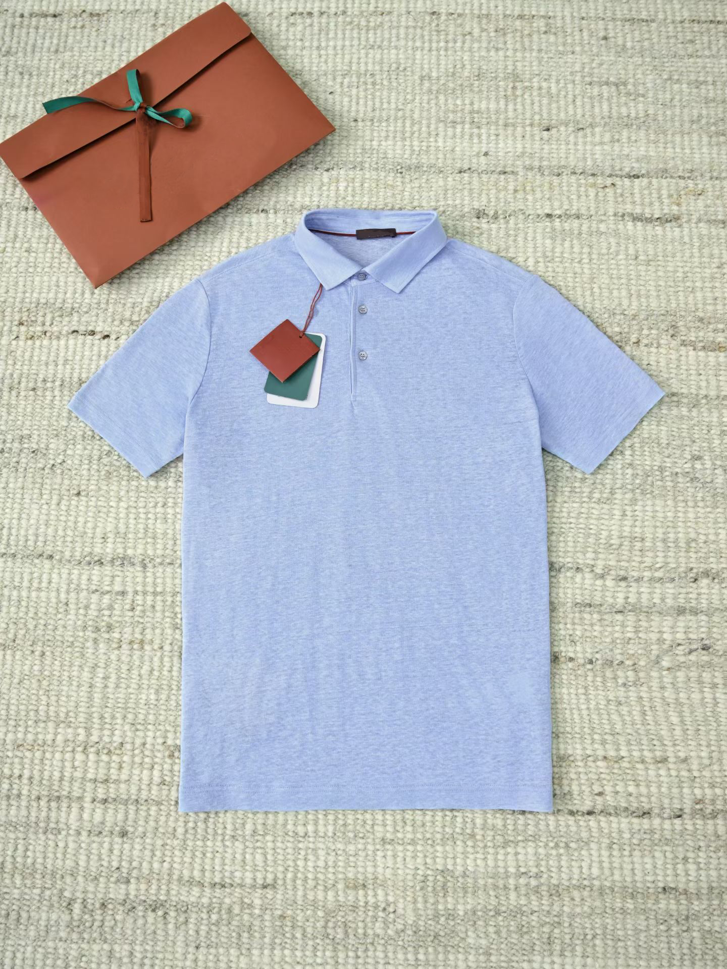 Men's Polo Shirt Casual Short Sleeve Textured Heather Top Classic Pullover