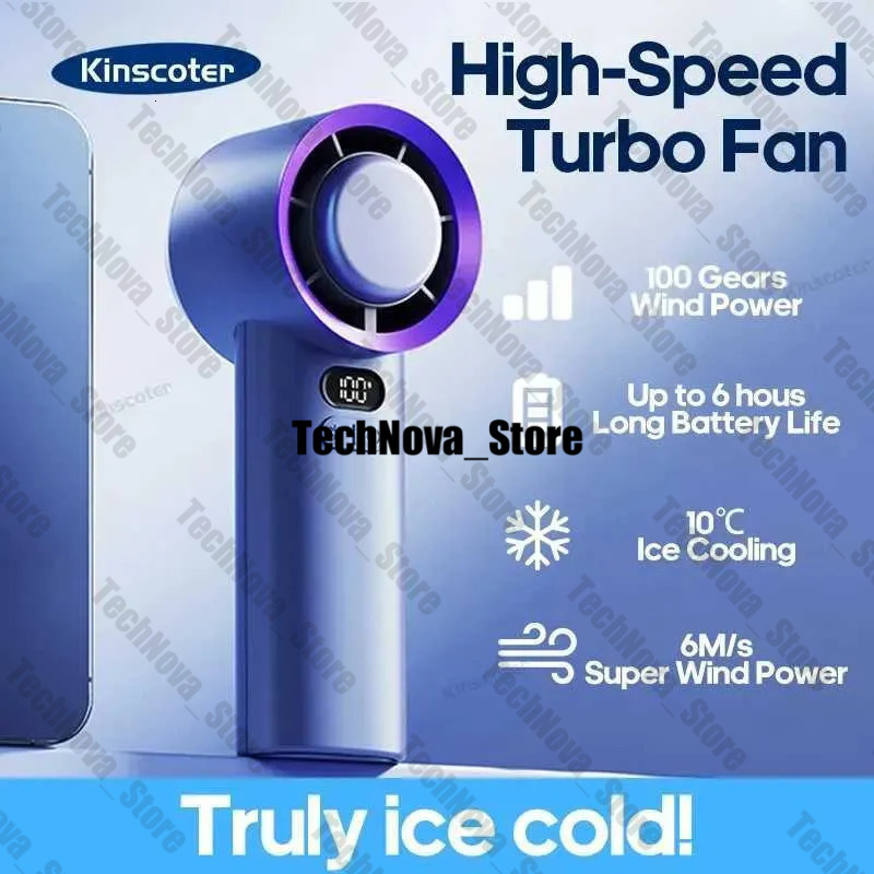 Fans KINSCOTER Portable Handheld Turbofan With 100 Wind Speed Adjustable Mini Personal Battery Powered Electric Eyelash HTZ00 Fan H250220