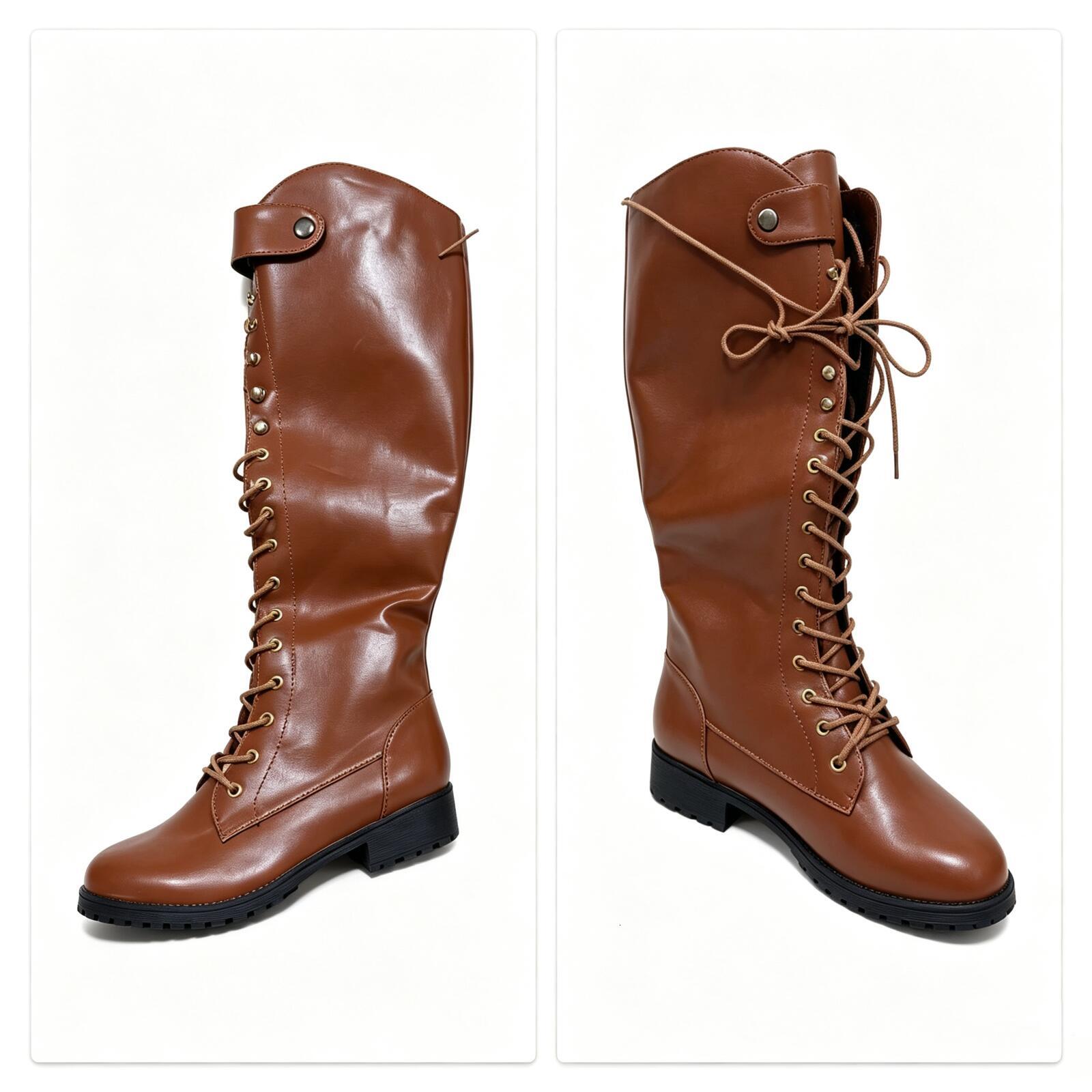 Multi-Size Men Women Kids Equestrian Boot Kits Fghgutumn Winter Fashion Products Zipper Square With Low High Knight Personality Riding Boots 34 And