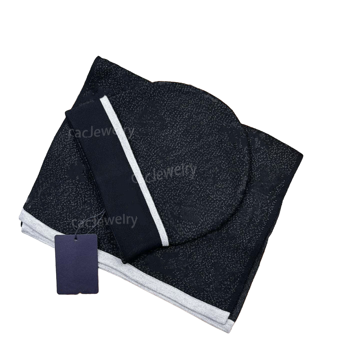 Hats Scarves Sets 2026L Hats logo letter clover Sets embroidery hat set of knitted wool and leather with a striped pattern like chessboard couple gi