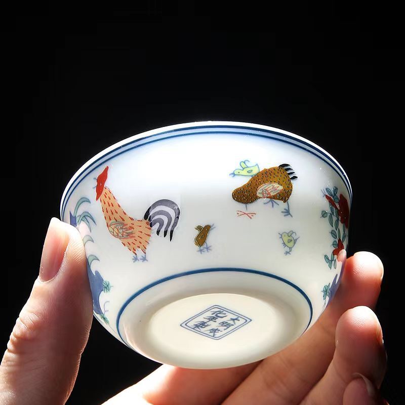 White Porcelain Single Sheep Fat Jade Large and Small Chicken Jar Household Supplies Set Personal Tea Cup